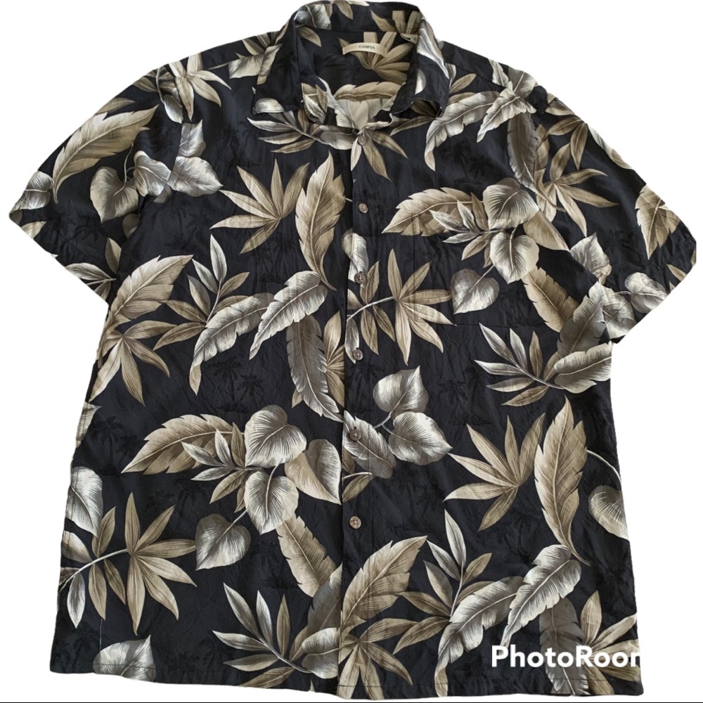 Campia Moda Mens Large Hawaiian button down short sleeve shirt
